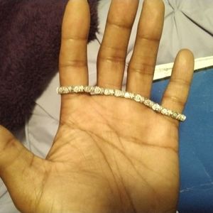 Real diamond 925 silver tennis bracelet(used)